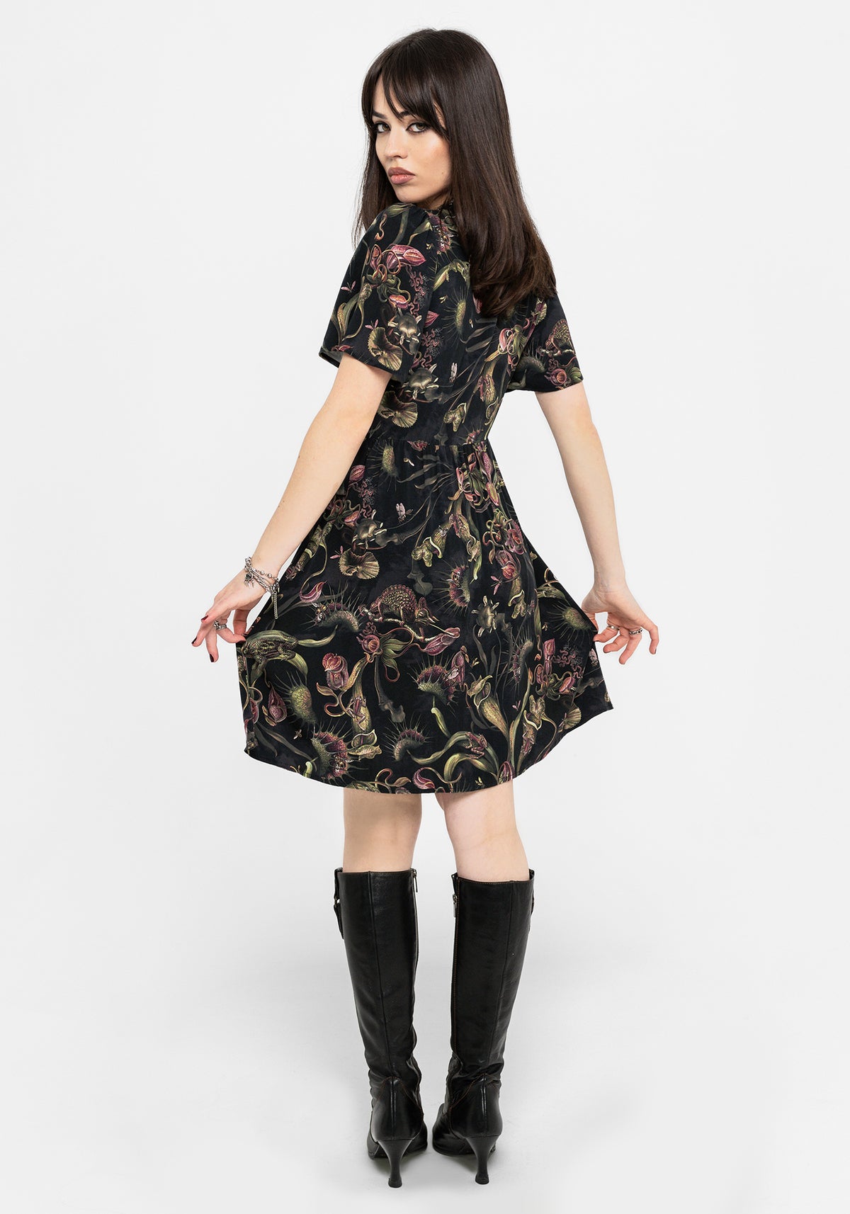 Dionaea Flytrap Print Wrap Mini Dress