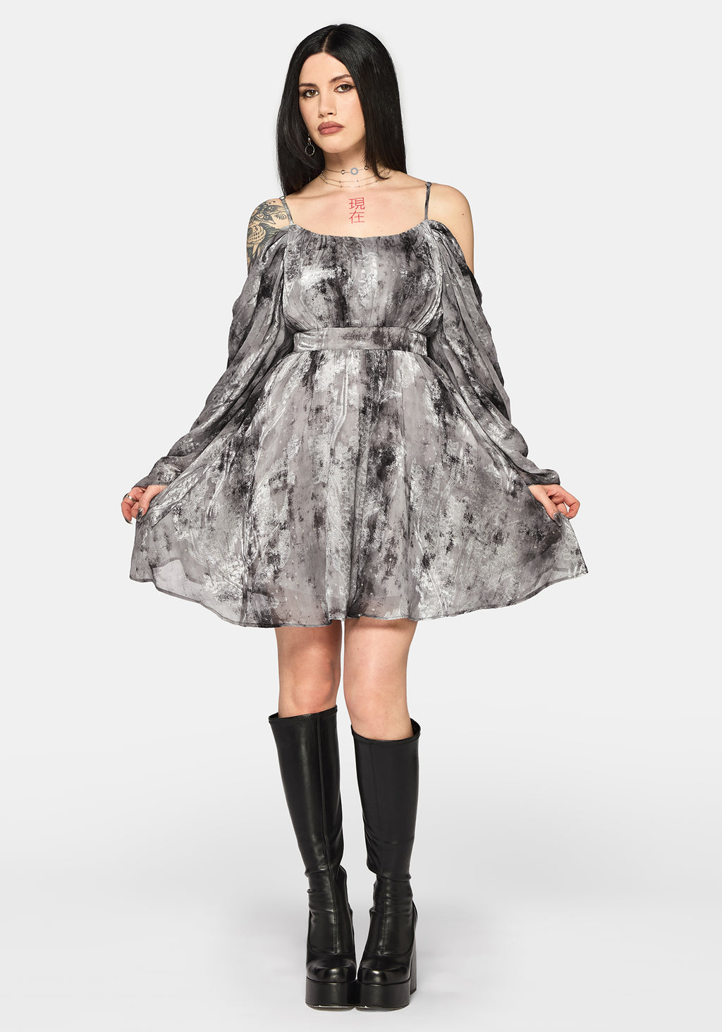 blouson shoulder mini dress Jenny Gingham Blouson Shoulder Mini Dress
