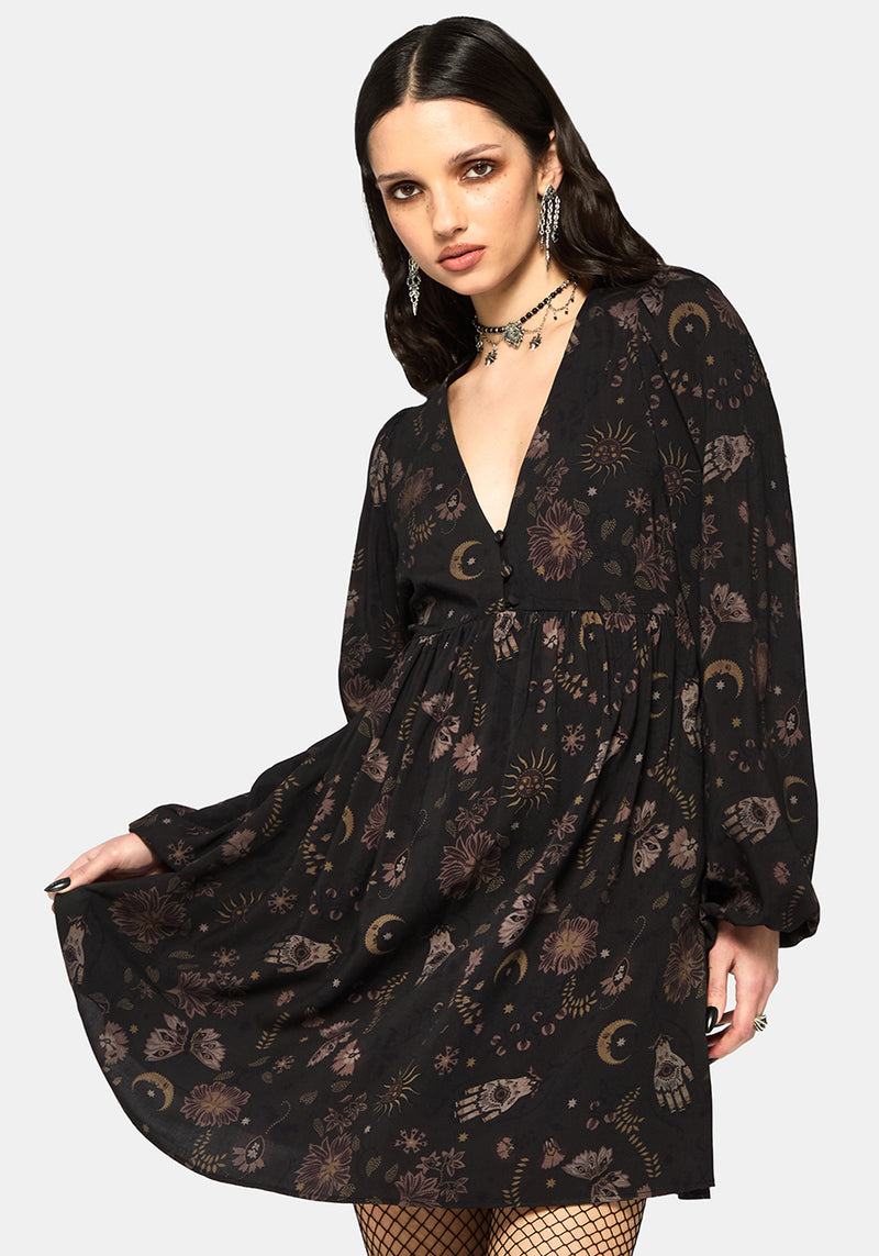 angela mini dress Angela Folk Print Button Down Smock Mini Dress – Disturbia