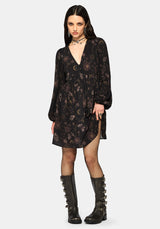 Angela Folk Print Button Down Smock Mini Dress