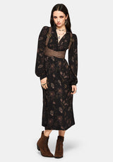 Angela Folk Print Button Up Midi Dress