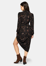 Angela Folk Print Button Up Midi Dress