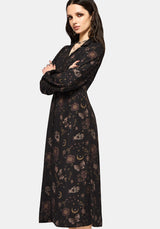 Angela Folk Print Button Up Midi Dress