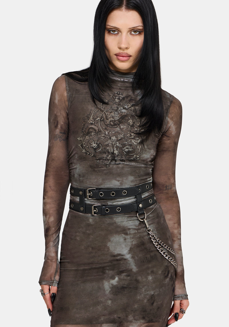 graphic mesh dress Eros Realm Graphic Mesh Midi Dress – Disturbia
