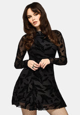 Cimora Dandelion Flocked Mesh Mini Dress