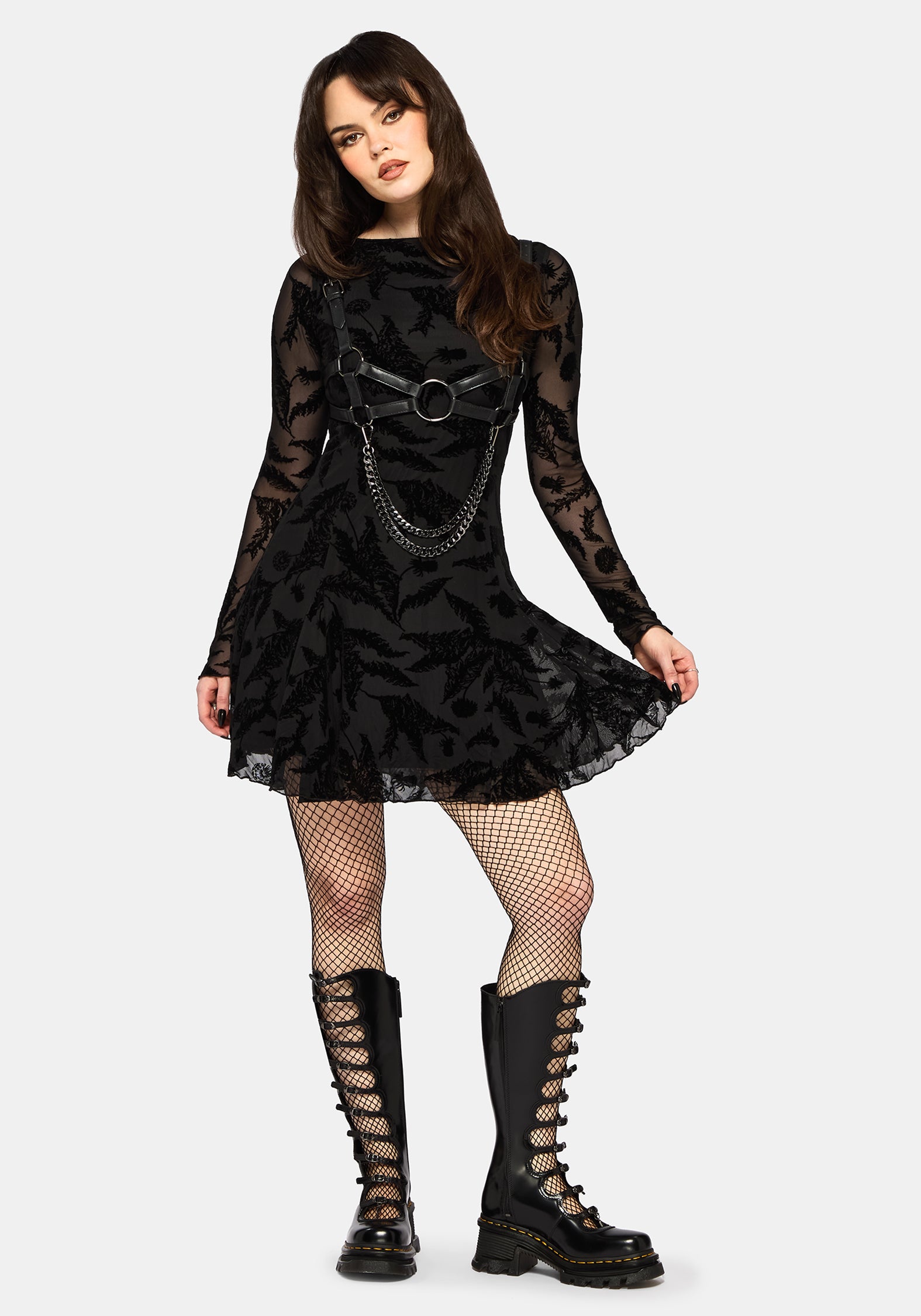 Cimora Dandelion Flocked Mesh Mini Dress – Disturbia