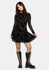 Cimora Dandelion Flocked Mesh Mini Dress