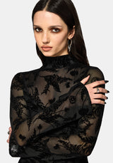 Cimora Dandelion Flocked Mesh Ruched Midaxi Dress