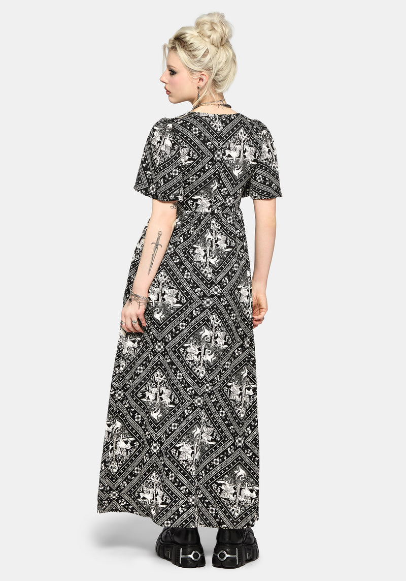 Hexweave Print Floaty Sleeve Maxi Dress – Disturbia