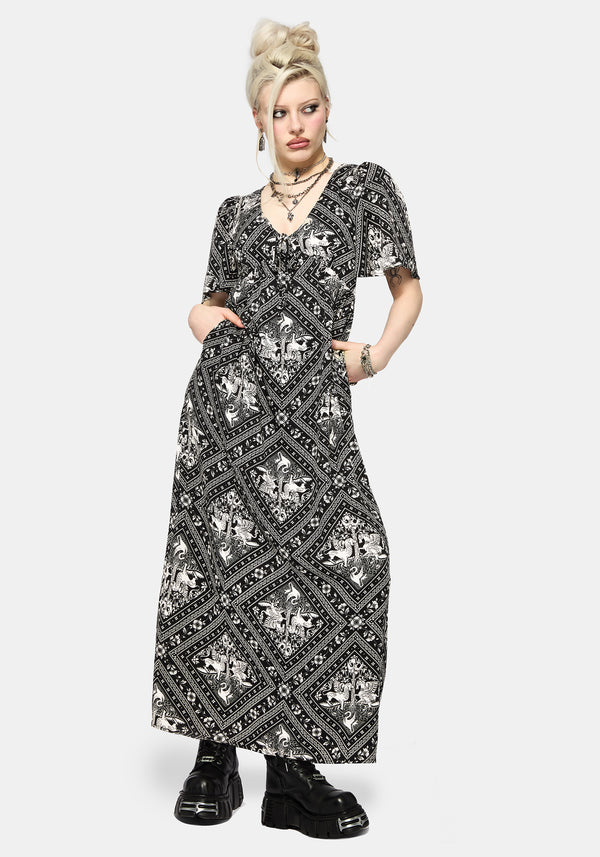 knee length dresses for ladies Rosaleigh Flock Velour Mesh Flare Sleeve Mini Dress | Disturbia main image 1