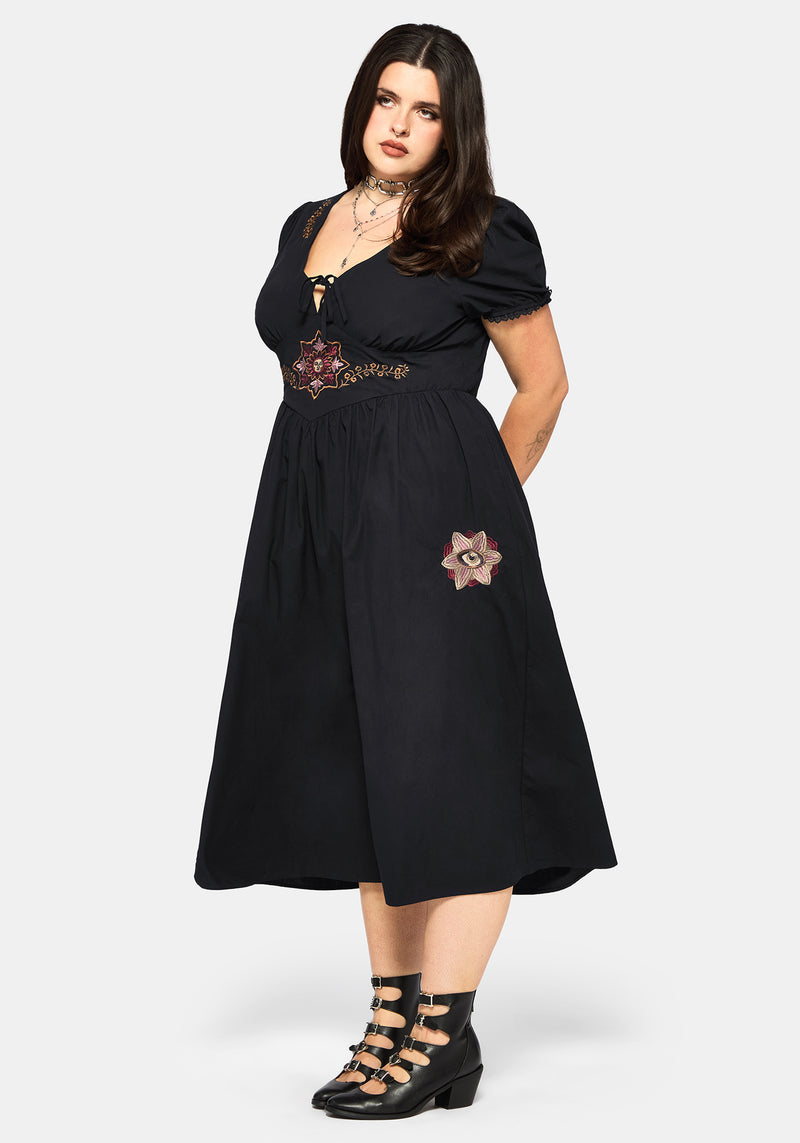 Arianwen Embroidered Puff Sleeve Midaxi Dress