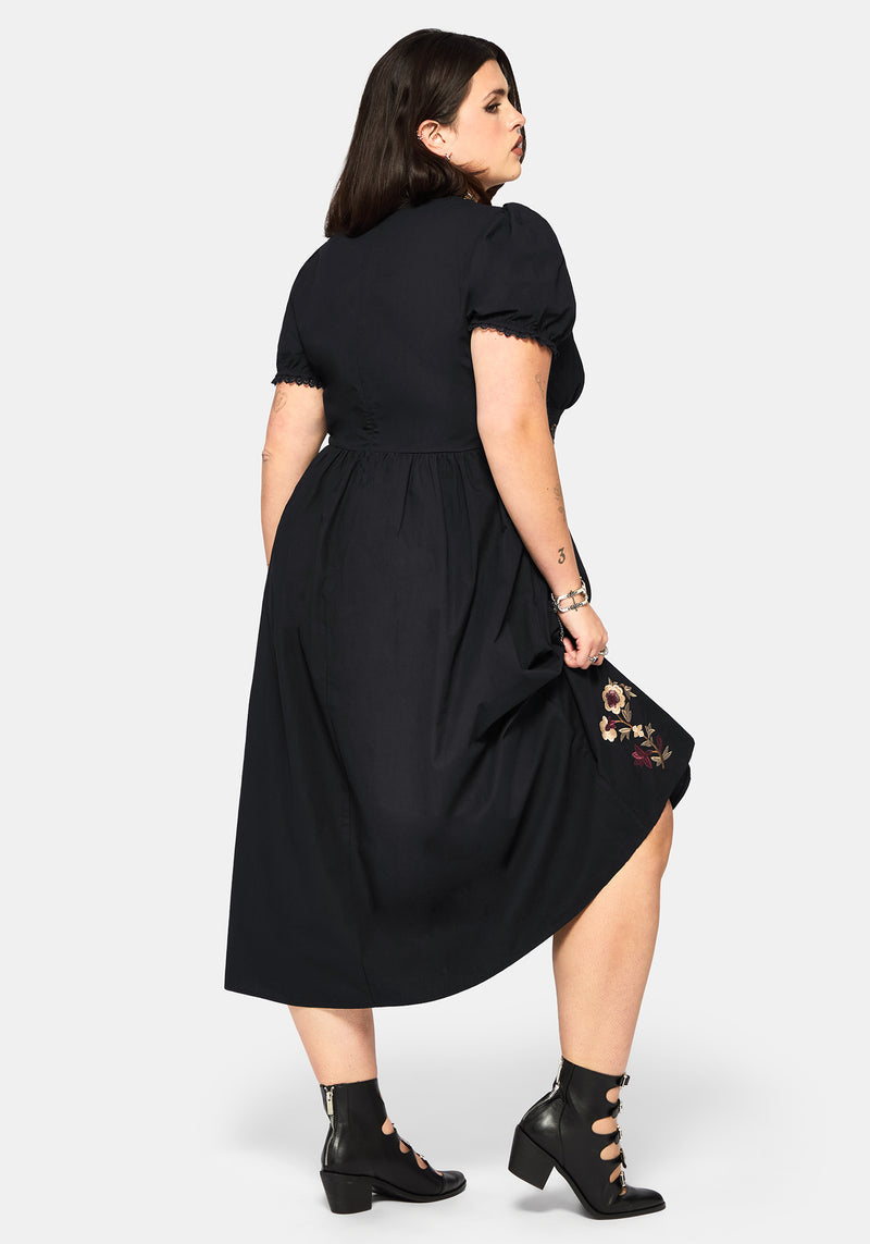 chinese dress ladies Plus Size Black Long Sleeve Midaxi Dress main image 1