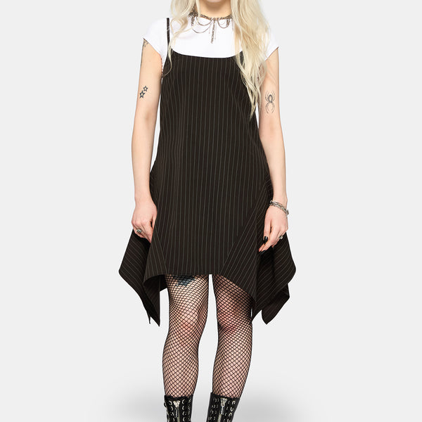 Alecto Pinstripe Handkerchief Hem Mini Dress – Disturbia