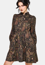 Haunt Medieval Print Mini Shirt Dress