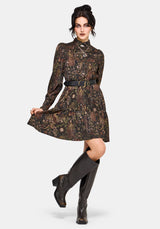 Haunt Medieval Print Mini Shirt Dress