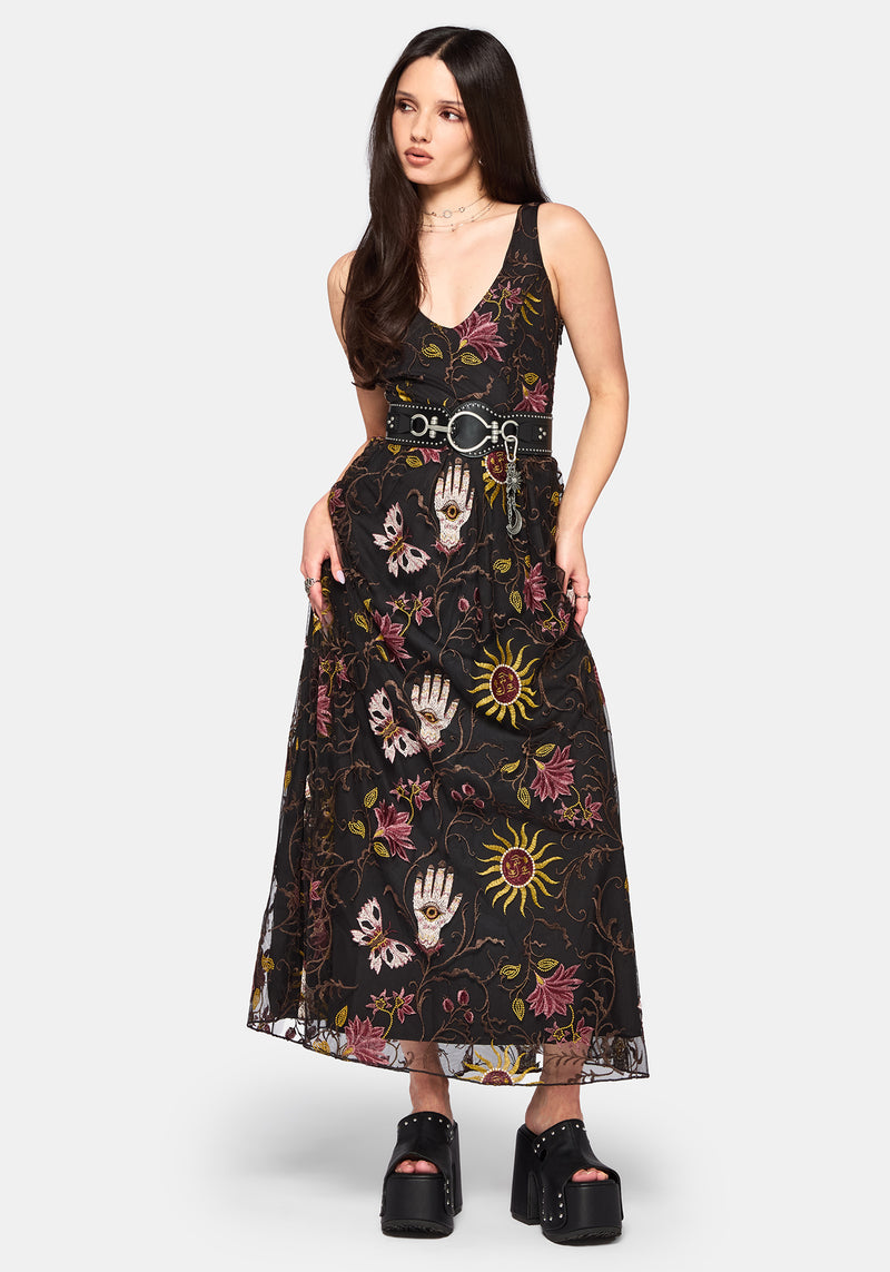sachin and babi light blue dress Vintage Betsey Johnson Black Sheer Mesh Floral Embroidery Goth Babydoll  Dress main image 1