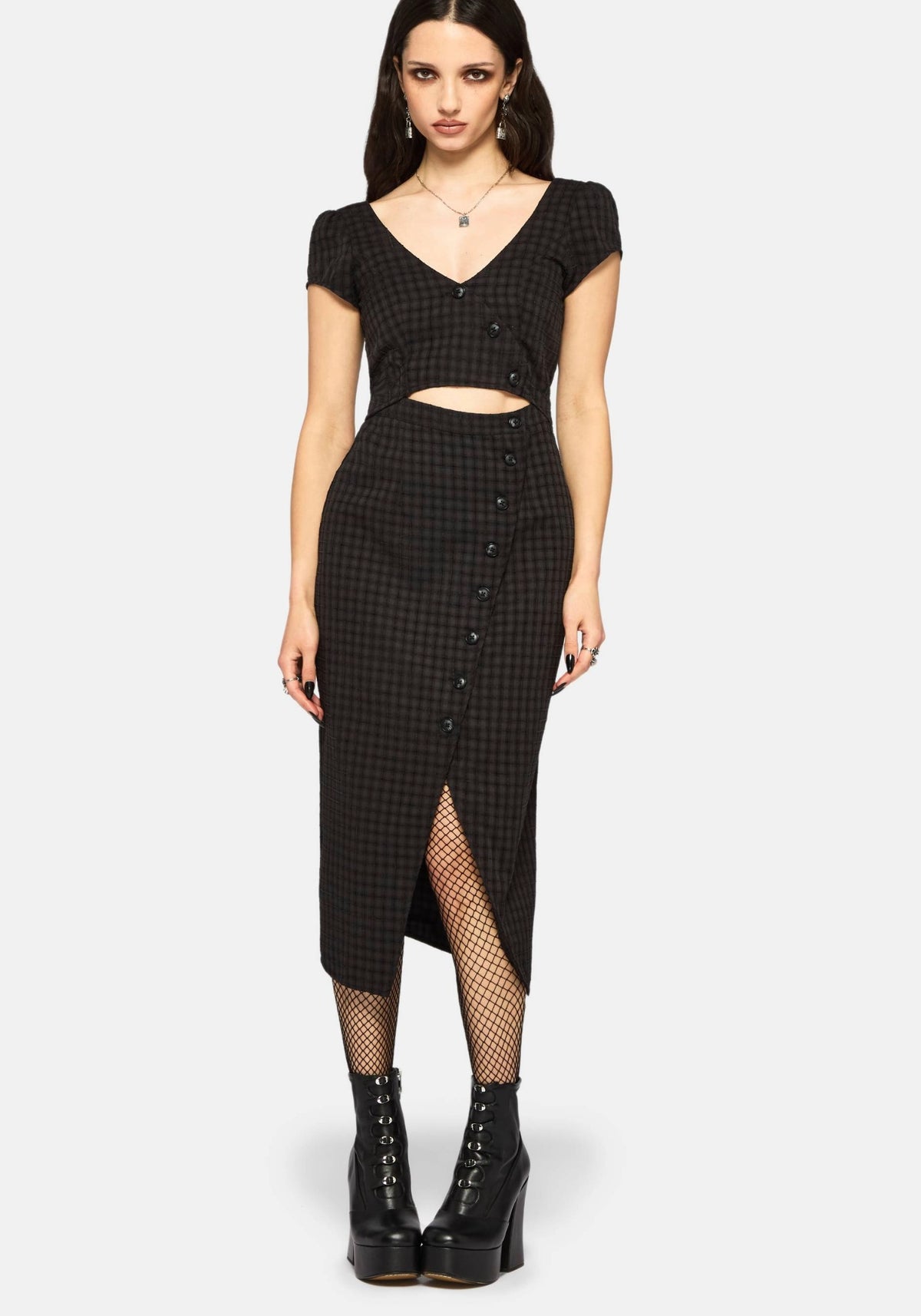 Ziggy Check Cut Out Midaxi Dress