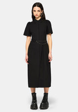 Phonoi Chain Belted Button Up Midaxi Dress