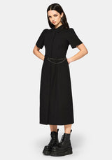 Phonoi Chain Belted Button Up Midaxi Dress