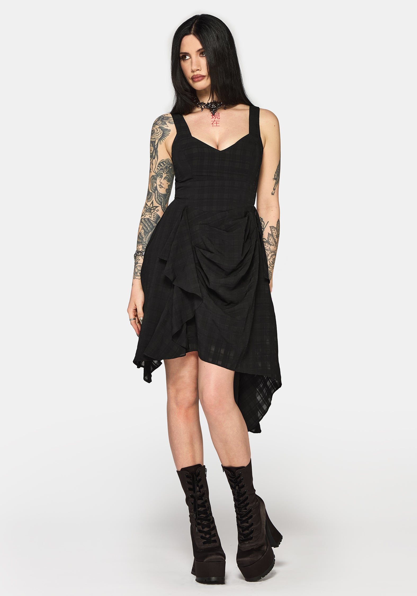 vivienne ruched mini dress Vivienne Checked Ruched Mini Dress