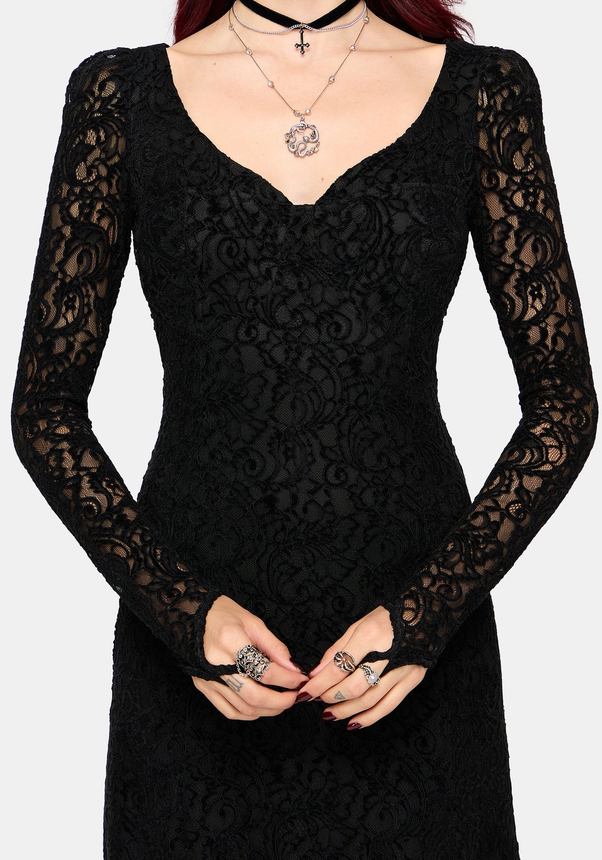 Neve Long Sleeve Lace Midaxi Dress