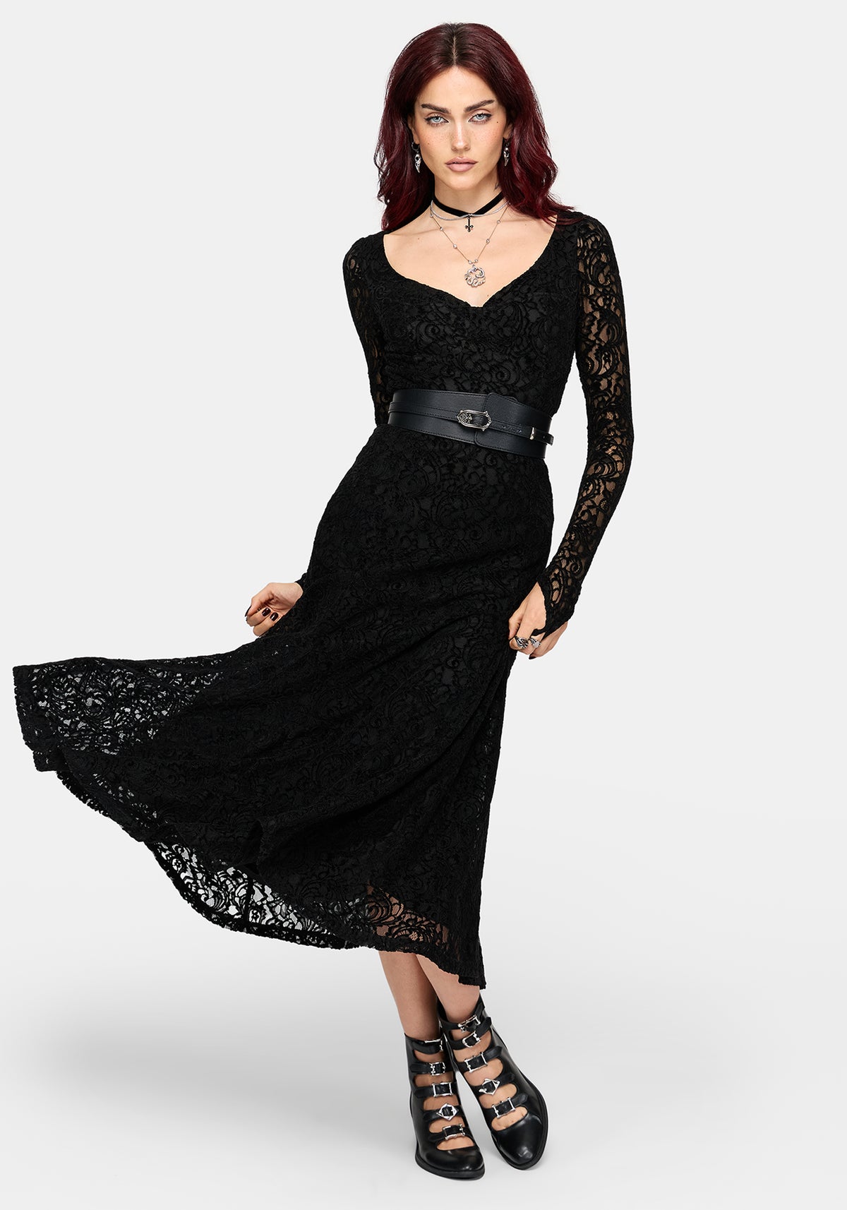 Neve Long Sleeve Lace Midaxi Dress