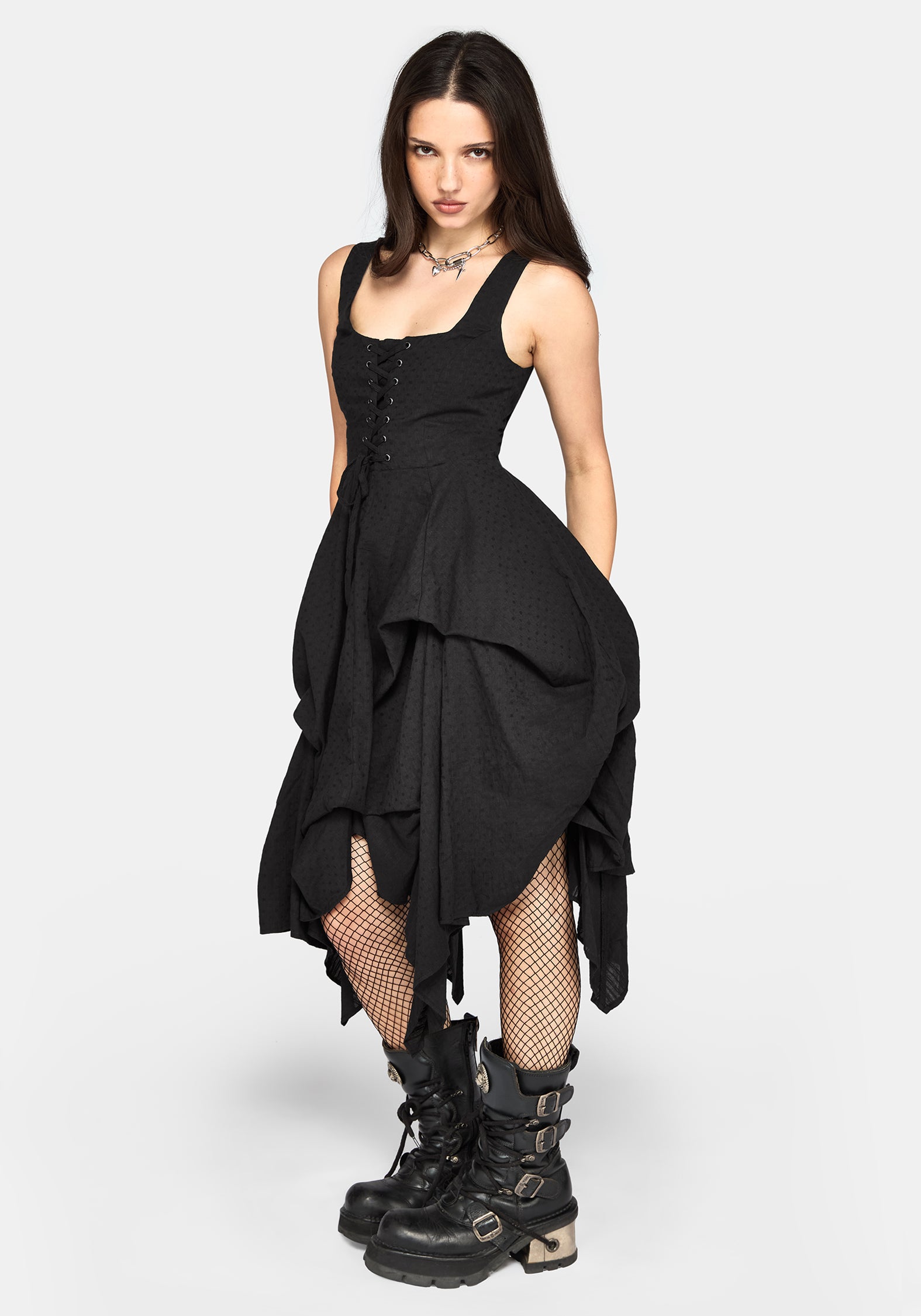 Lyx Hitched Skirt Cotton Midi Dress