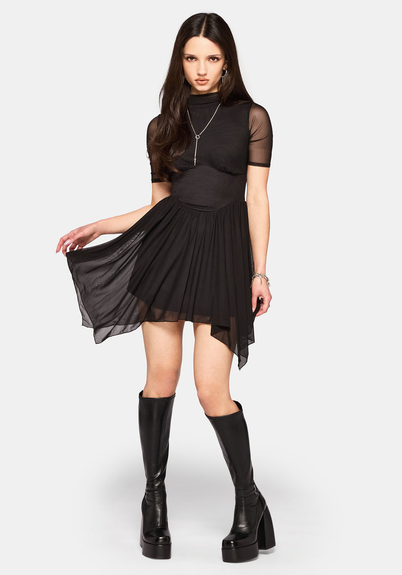 handkerchief hem mini dress Elinor Mesh Handkerchief Hem Mini Dress – Disturbia