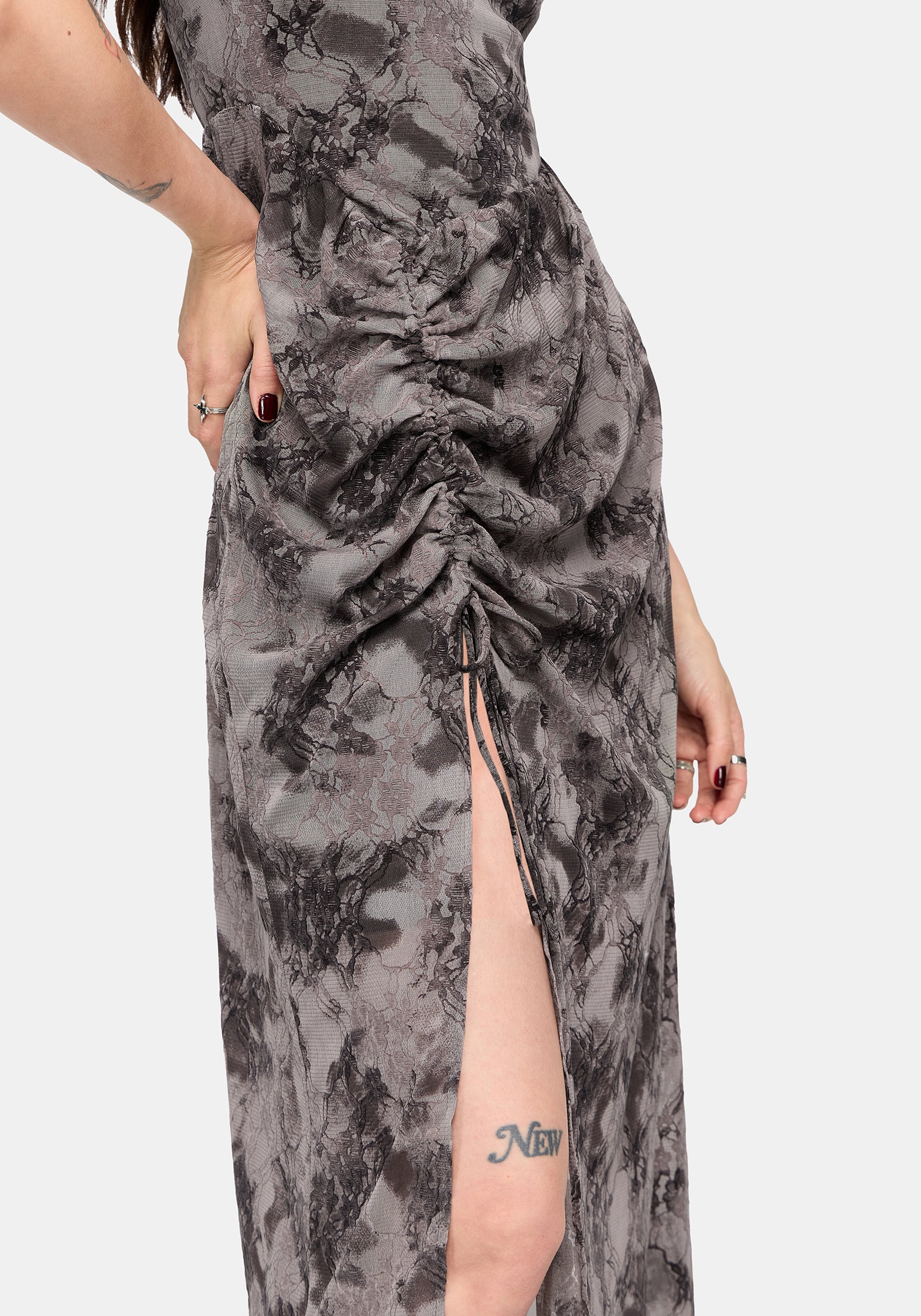 Juniper Ruched Mesh Midaxi Dress