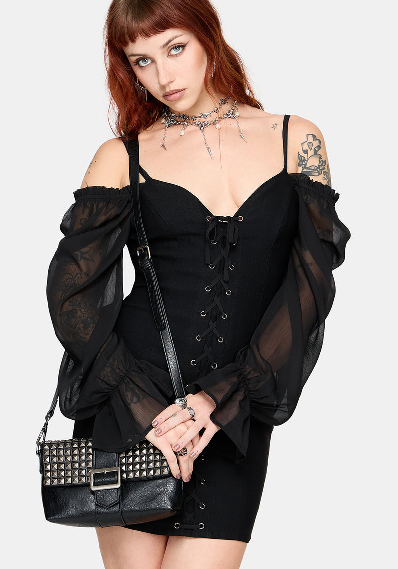 Lena Lace Up Front Mini Dress – Disturbia