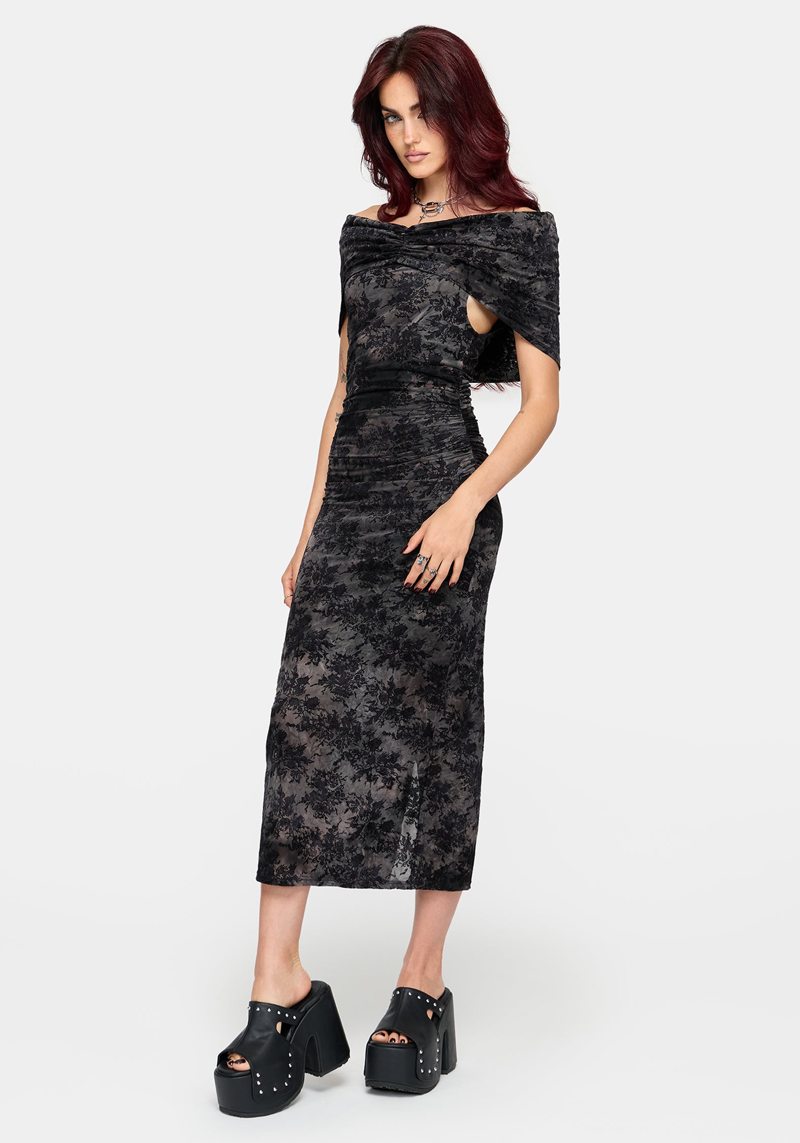 Floriana Hooded Bardot Midaxi Dress