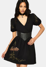 Orena Bat Embroidered Mini Dress