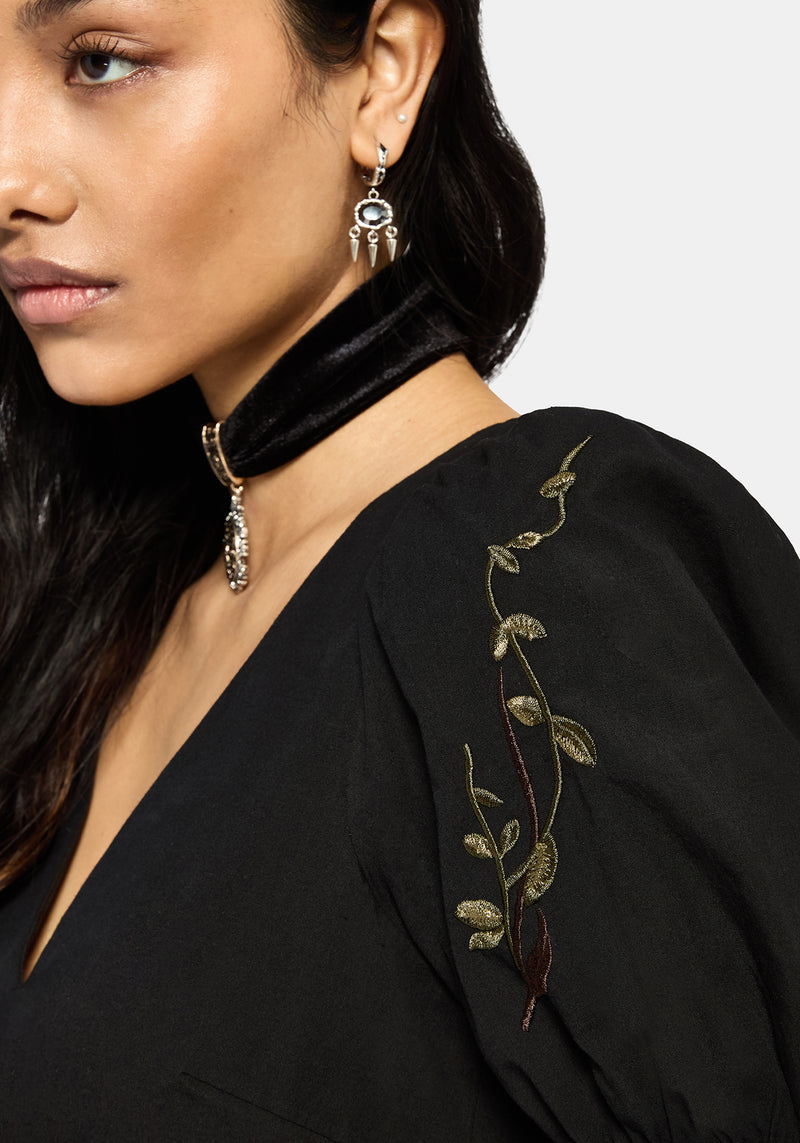 Orena Bat Embroidered Mini Dress – Disturbia
