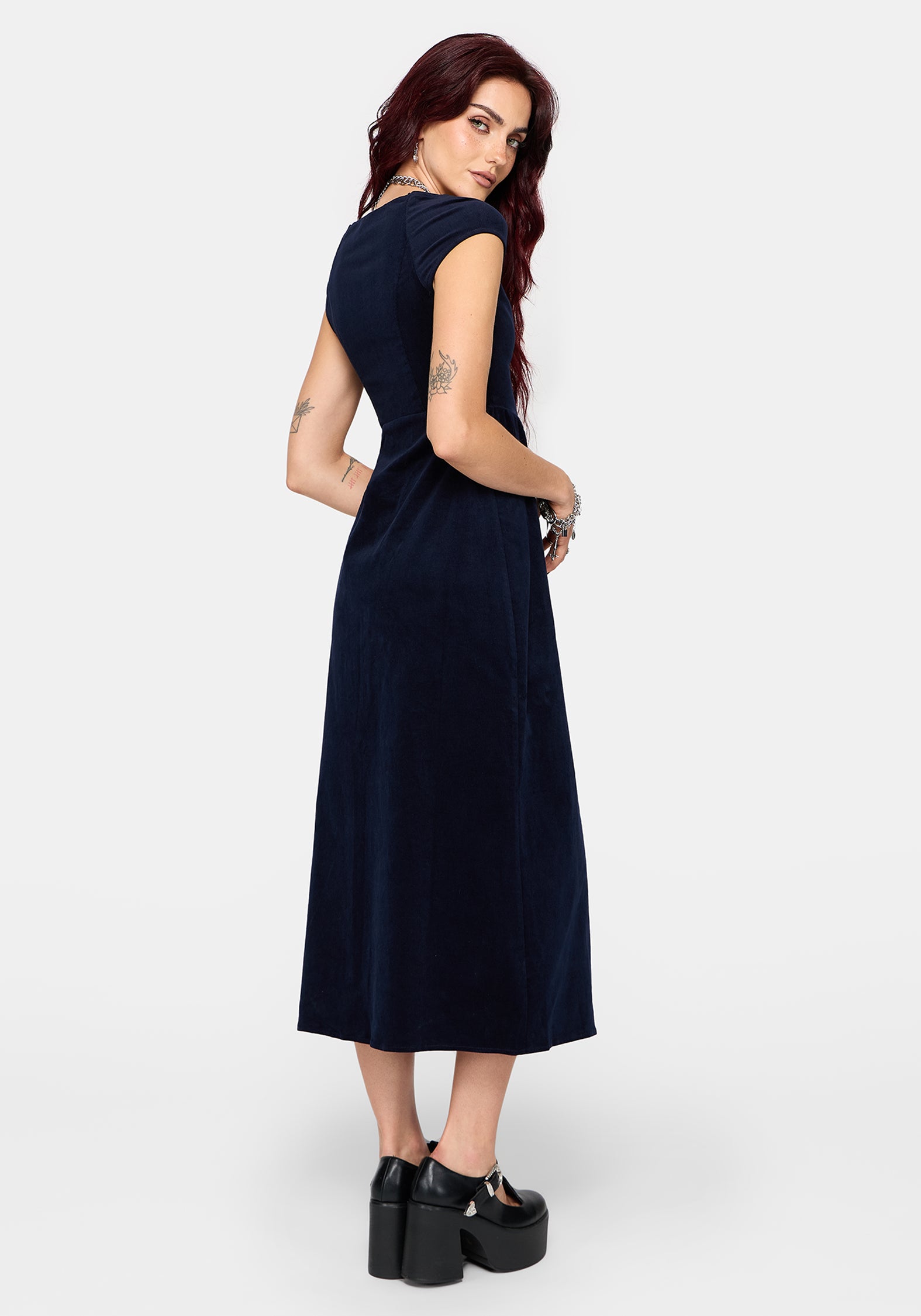 Leona Off-Shoulder Cord Midi Dress