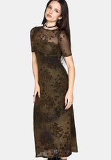 Zuri Flocked Ruched Bust Midaxi Dress