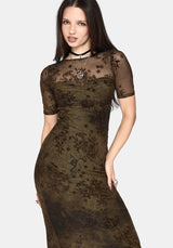 Zuri Flocked Ruched Bust Midaxi Dress