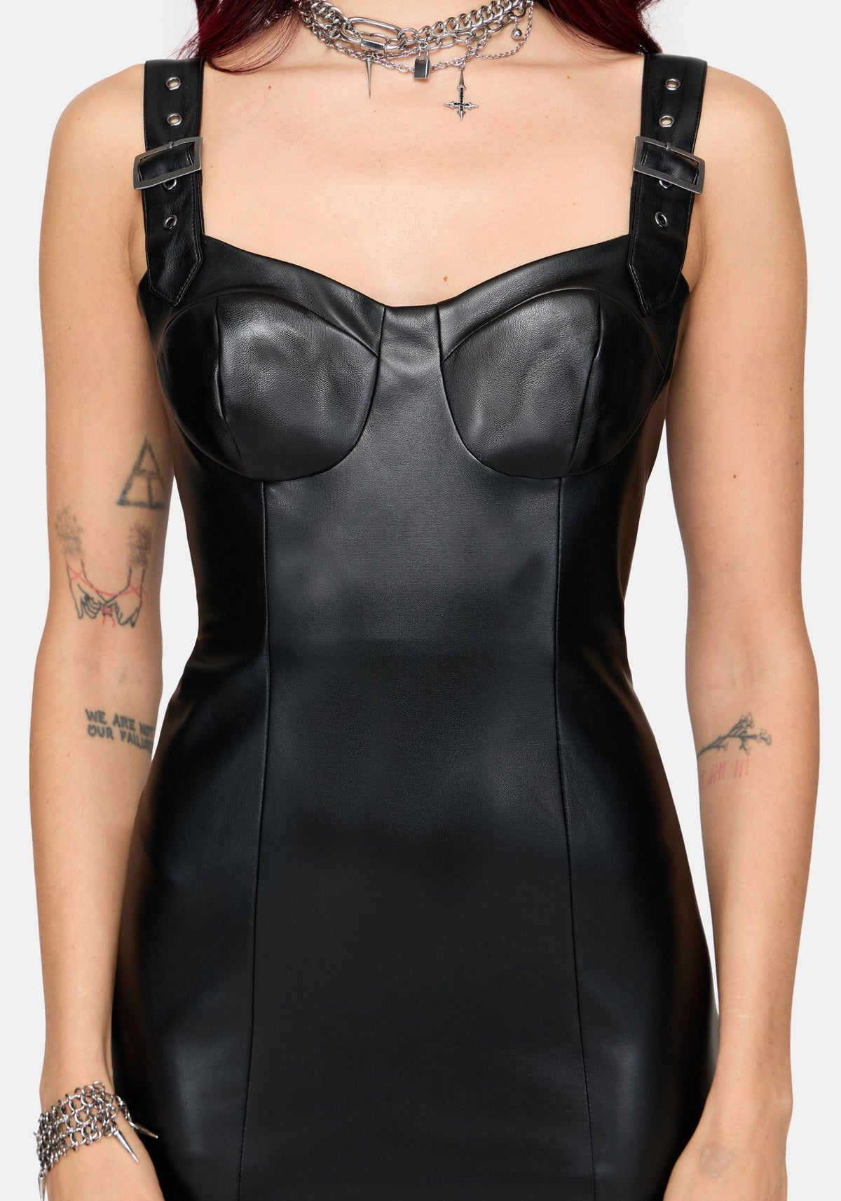 Alexis PU Buckle Strap Bodycon Midi Dress
