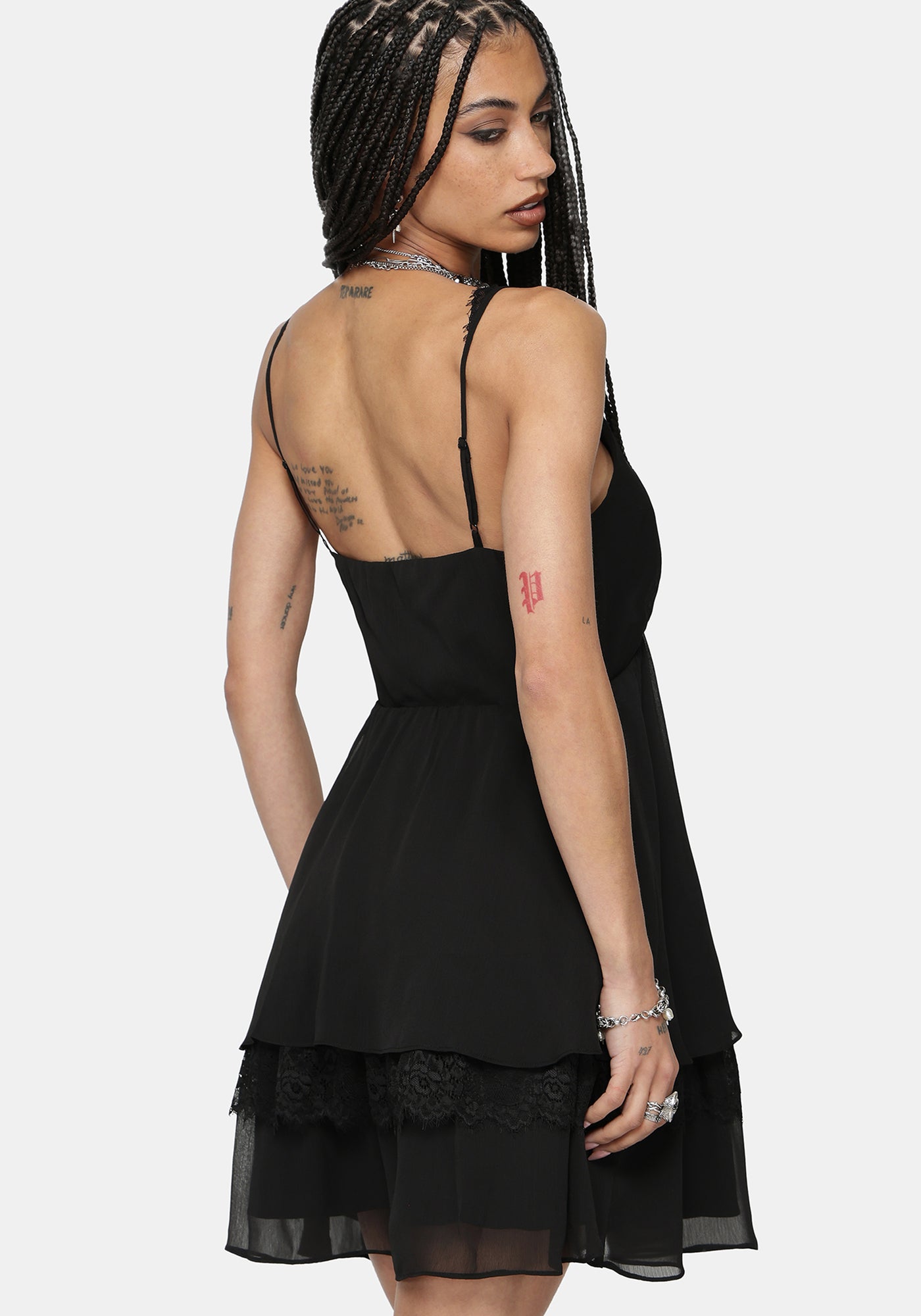 Selyth Lace Tiered Mini Dress – Disturbia