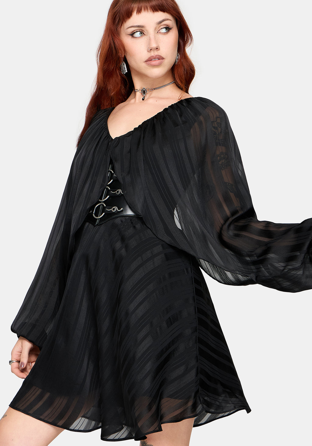 Briella Chiffon Striped Mini Dress