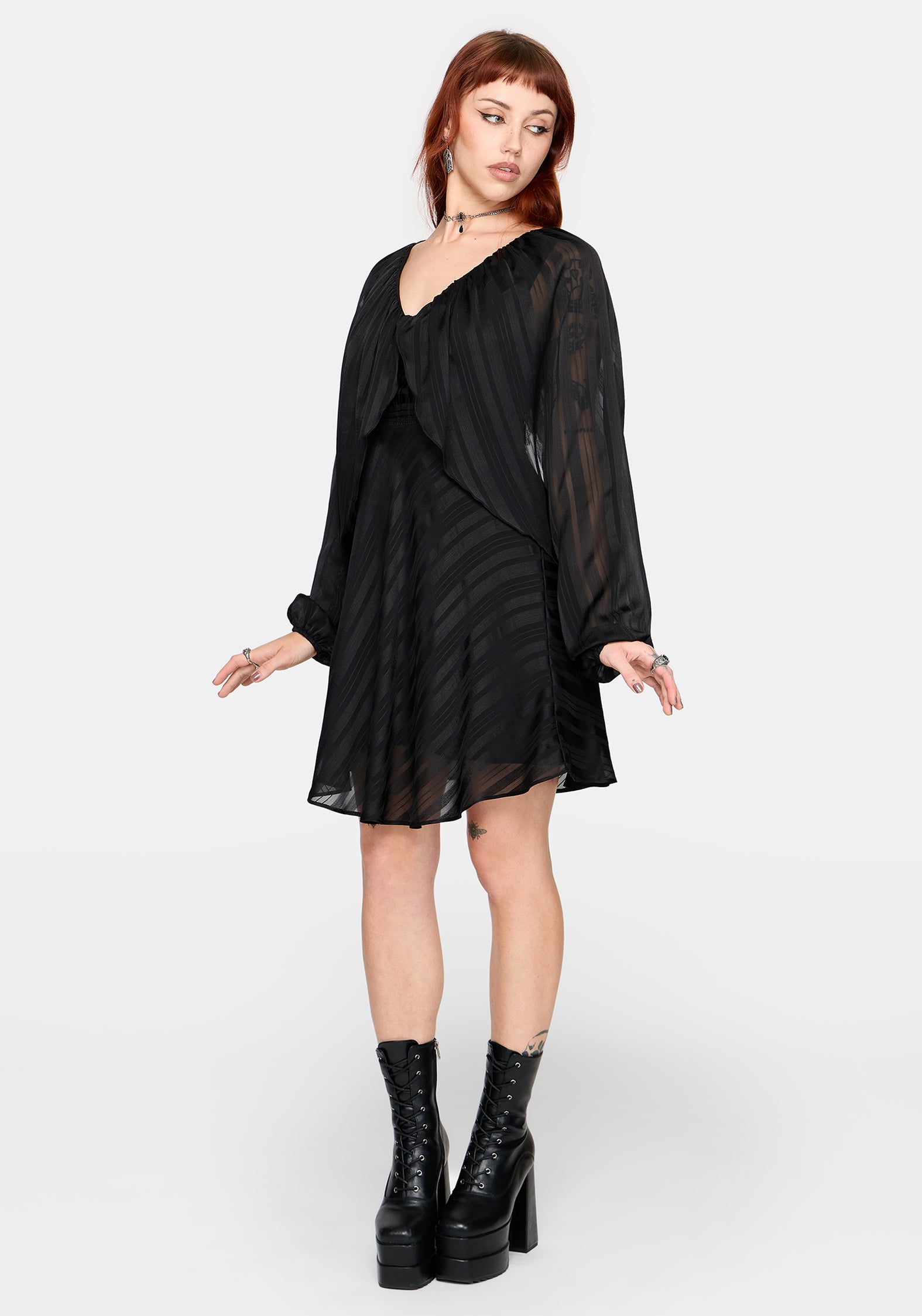 Briella Chiffon Striped Midi Dress