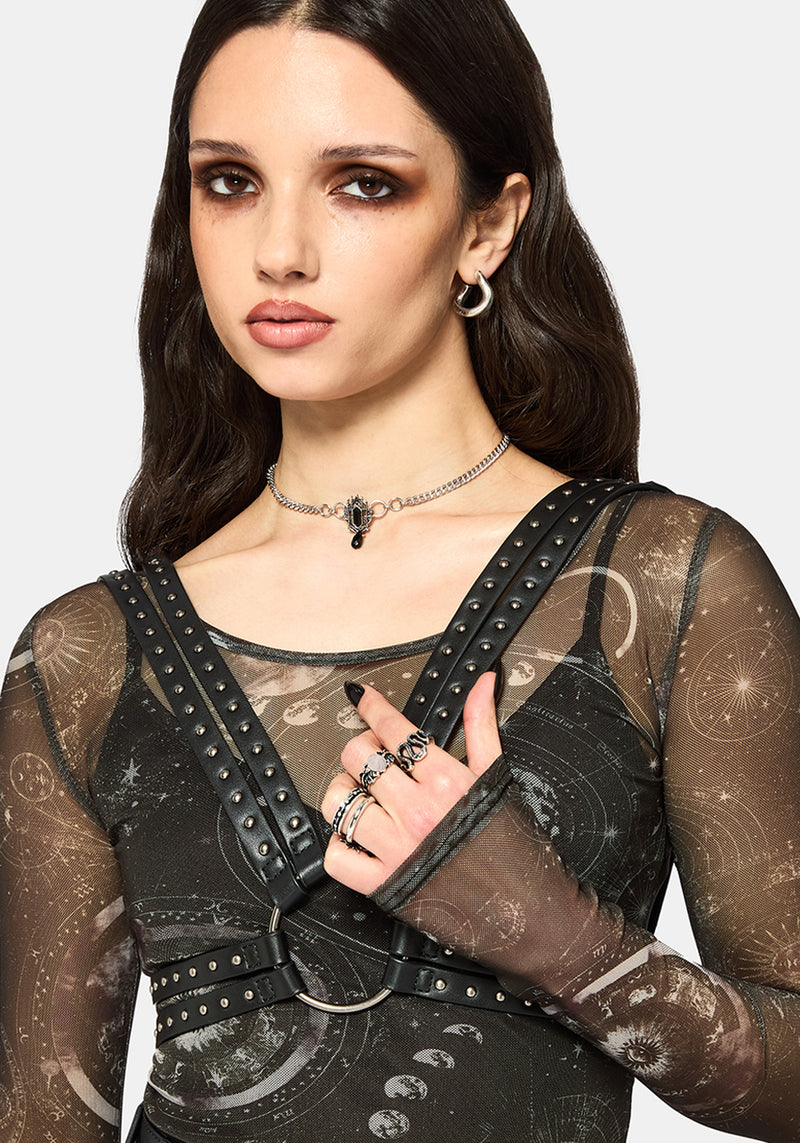 celestial mesh dress Elise Celestial Print Mesh Midaxi Dress – Disturbia
