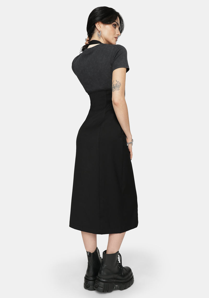New Age Halter Neck Pinafore Midi Dress