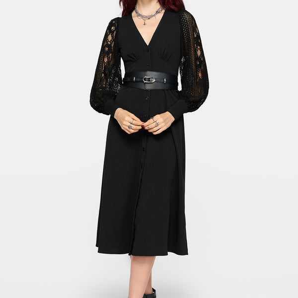 Covenant Lace Sleeve Button Up Midi Dress – Disturbia
