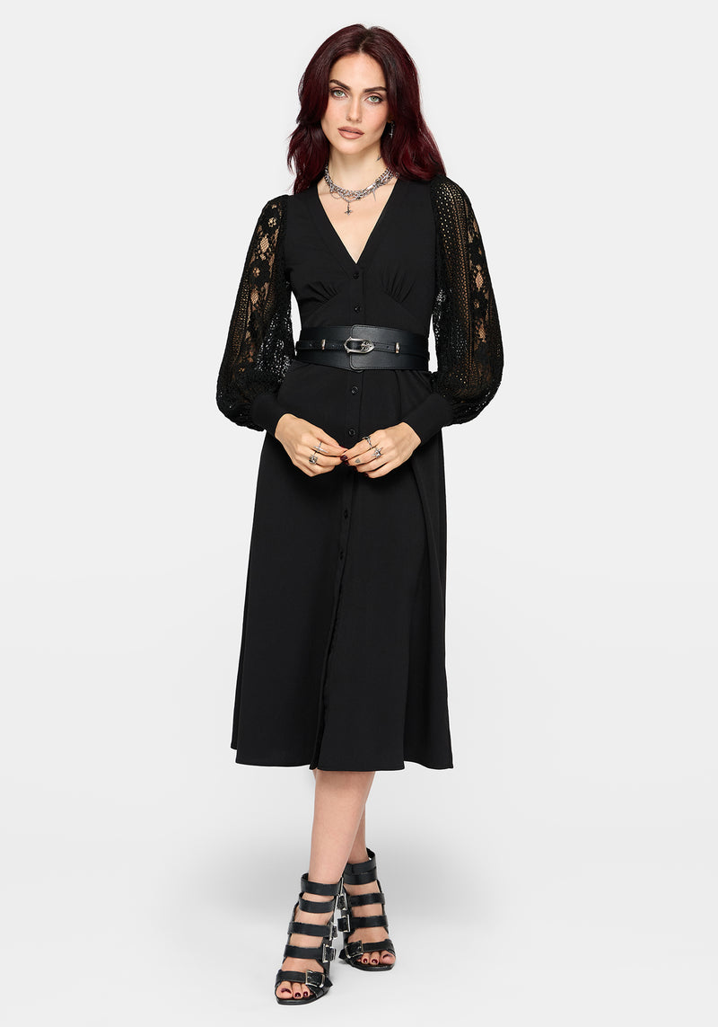 Covenant Lace Sleeve Button Up Midi Dress – Disturbia