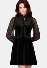 Gildra Embroidered Lace Up Front Mini Dress