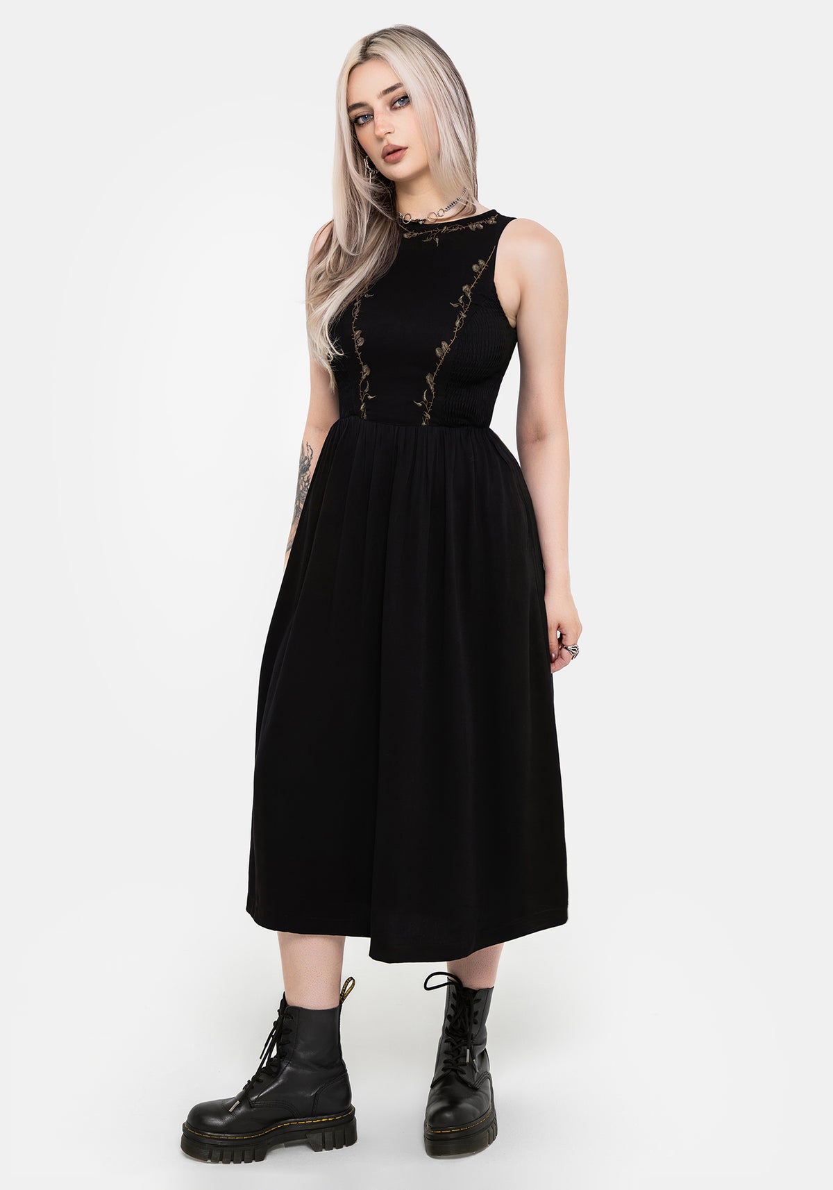 alternative midi dress Deconstructed Patchwork Cotton Stretch Edgy Dress, Earth Tone Midi Long Sleeve Gown, Unique W/ Raw Edge, Alternative Everyday EU Size 38-40