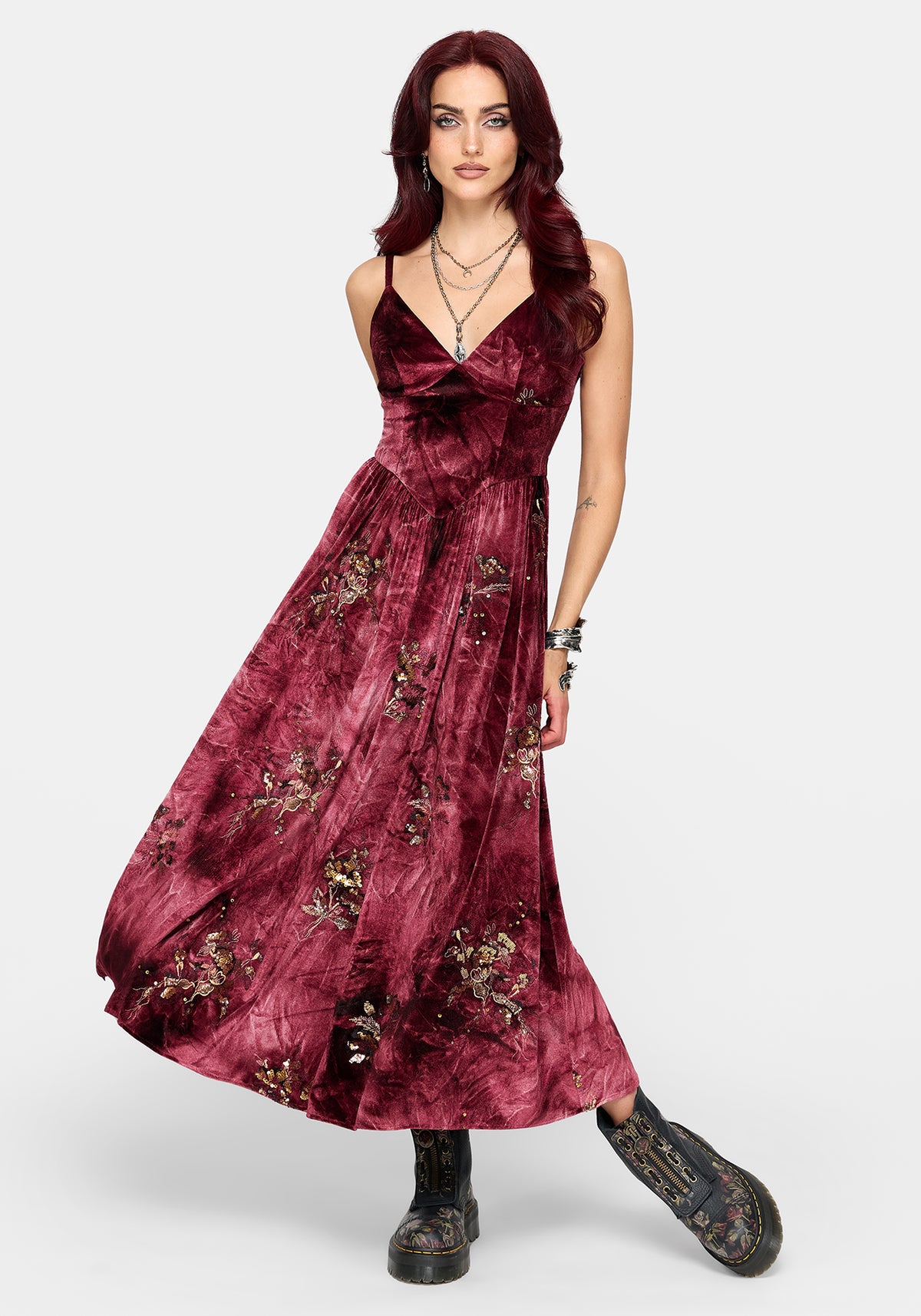 Zariah Sequin Velour Cami Midaxi Dress