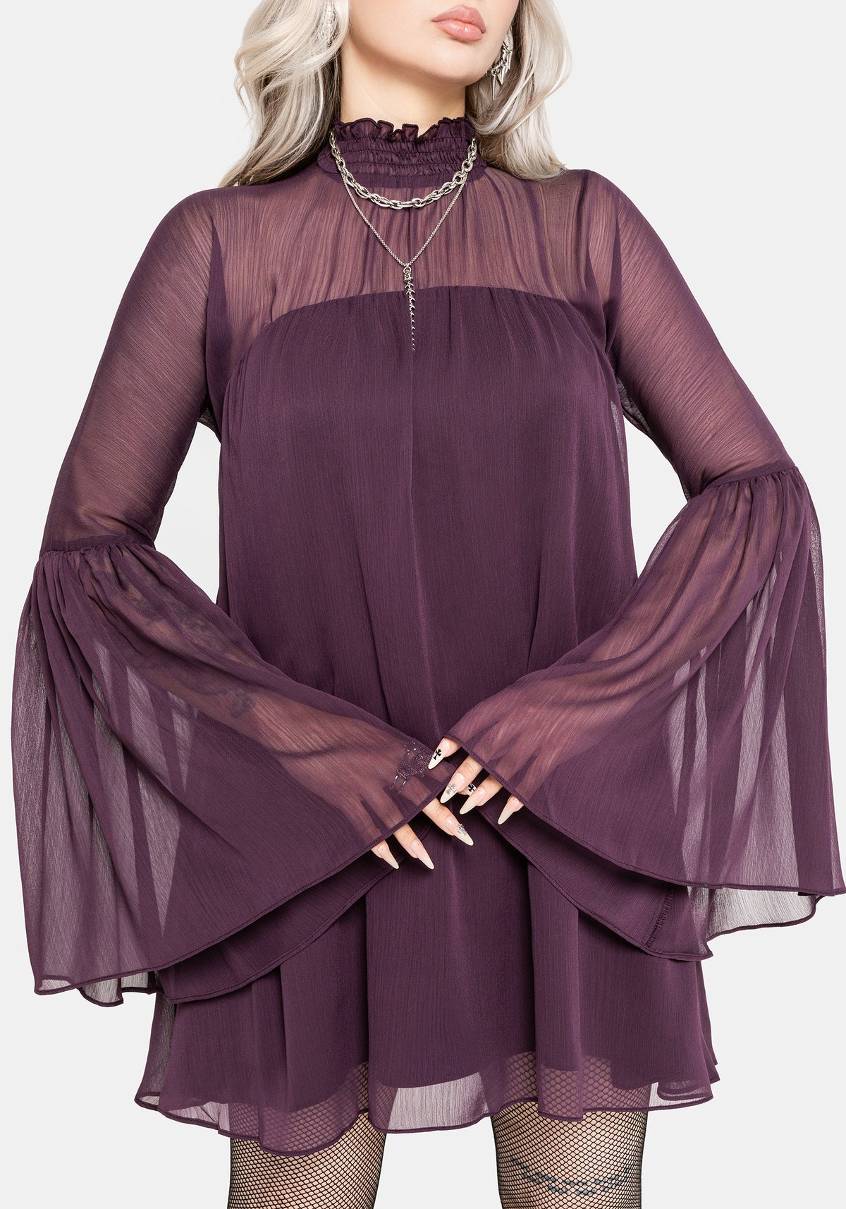 Noirelle Handkerchief Hem Chiffon Mini Dress US 2