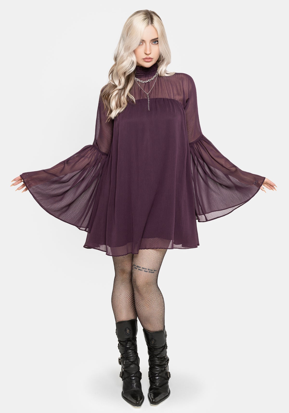 Noirelle Handkerchief Hem Chiffon Mini Dress US 2