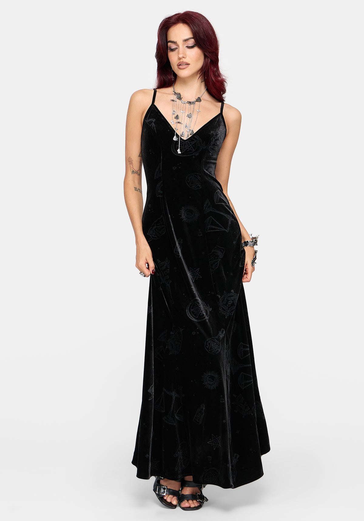 Orin Foiled Velour Cami Gown